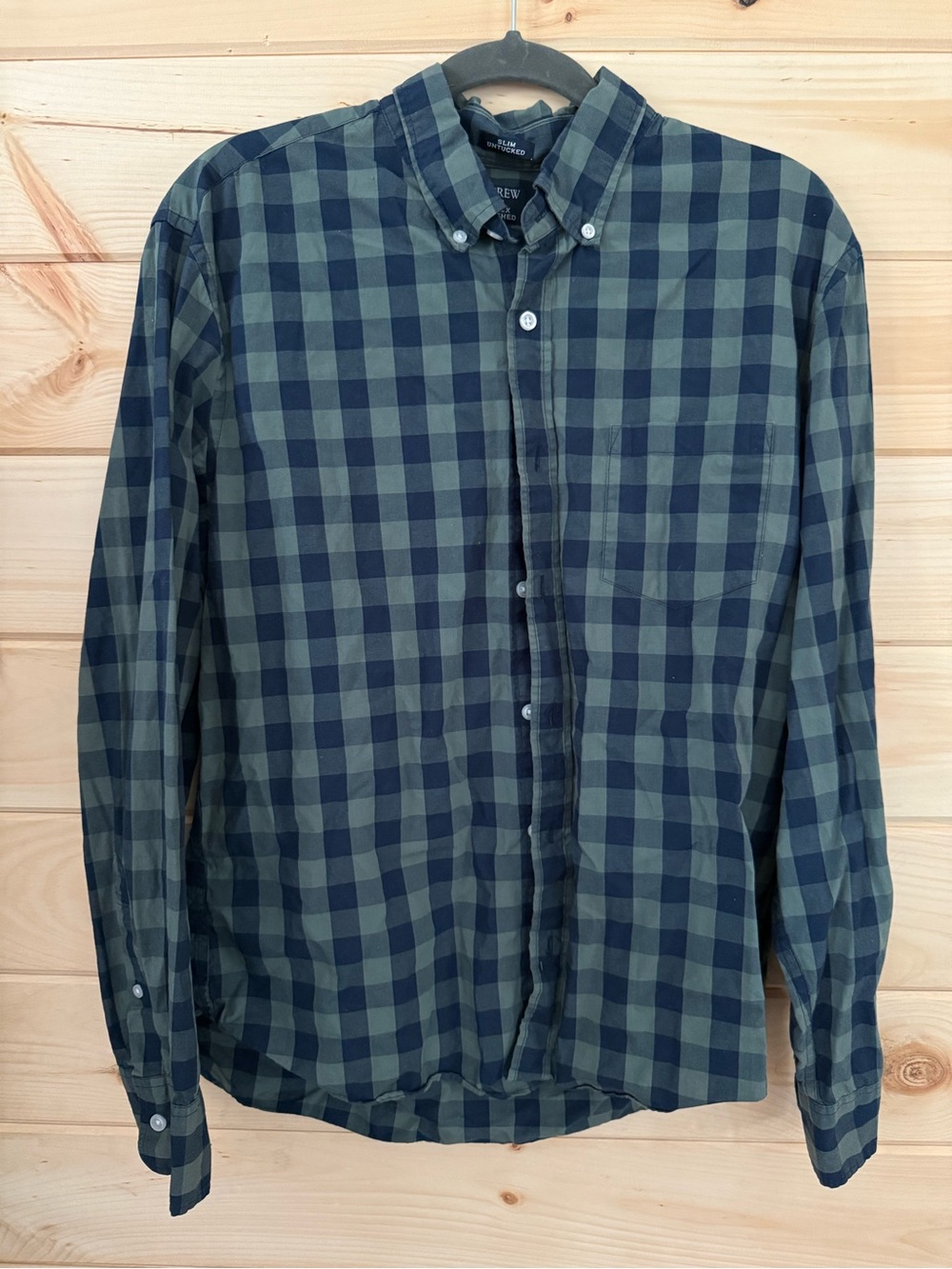 J. Crew Green and Navy Plaid Button-Up Shirt Jacket